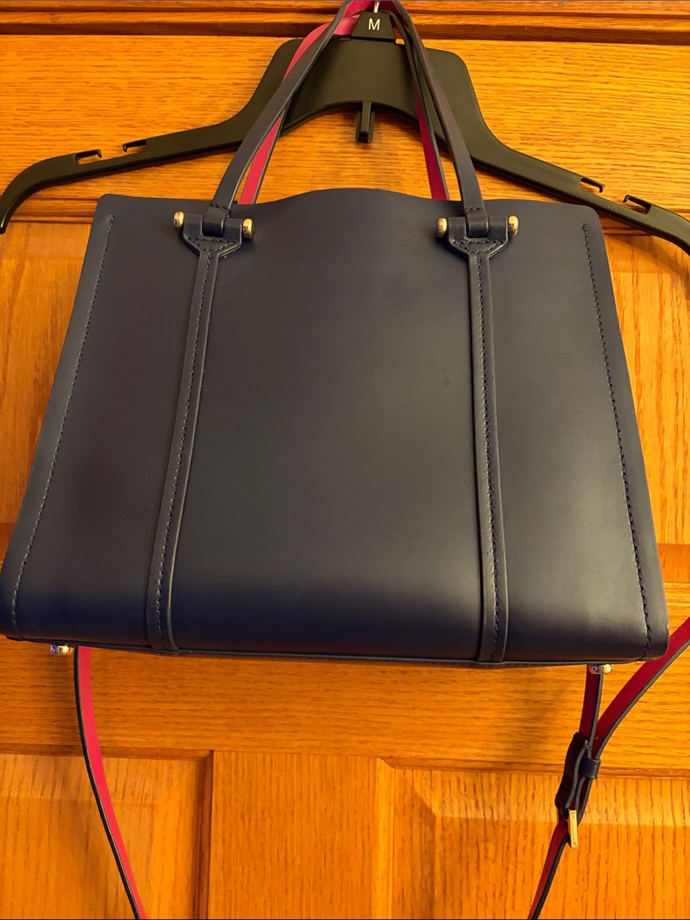 Kate Spade Arbour Hill Elodie Navy Blue Fuchsia Pink Leather Crossbody Bag Purse - Picture 4 of 12